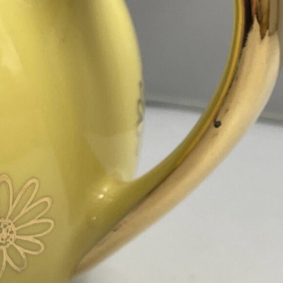 Hall China Yellow and Gold Teapot with Floral‎ Design 4 Cup Made in USA - Picture 12 of 12